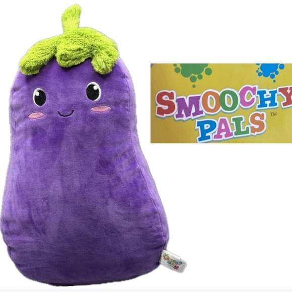 Purple Eggplant Smoochy Pals Very Soft & Squishy Foodie Plush by Linzy‎ Toys - Picture 1 of 13